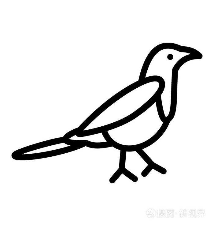 喜鹊鸟描绘韩国国鸟插画-正版商用图片13ygal-摄图新视界