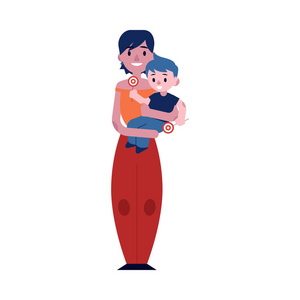 年轻母亲抱着她的男婴的向量例证
