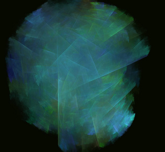 黑色背景上的绿色蓝色抽象分形纹理。 幻想分形纹理。 数字艺术。 三维渲染。 计算机生成的图像
