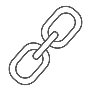 链接细线图标, 连接和连接, 链符号, 矢量图形, 白色背景上的线性图案