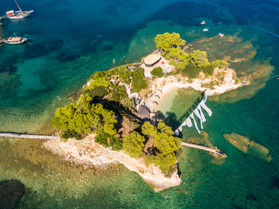 希腊ZakynthosZante岛的Cameo岛的鸟瞰图