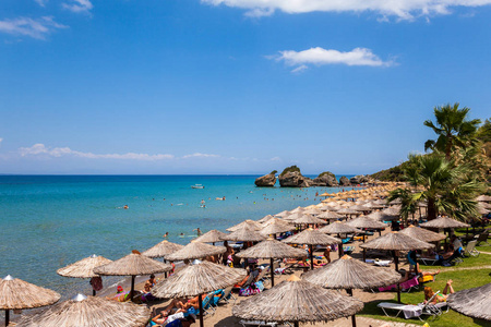 希腊ZakynthosZante岛Porto Zorro Azzurro海滩的鸟瞰图