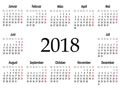 简单的日历布局2018年矢量插图