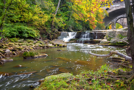 s best with autumn colors in the trees. The stone arch train bri