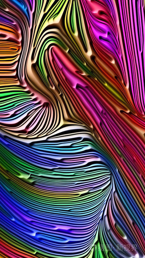 自然系列的曲线多色浮雕基底浮雕图案的三维渲染组成适合作为自然形态