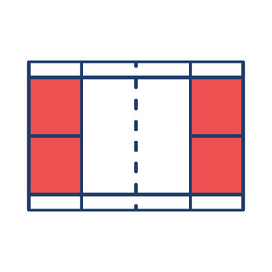 网球场平面图标隔离白色背景矢量插图