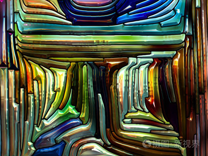 铅玻璃设计的抽象安排,让人联想到新艺术,作为自然,美和灵性项目的