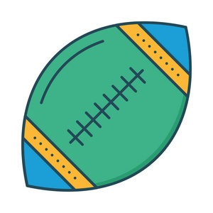 橄榄球平面图标隔离在白色背景矢量插图上