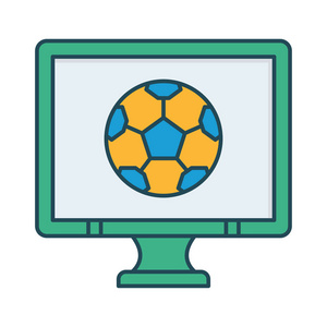 液晶屏幕，足球平面图标矢量插图