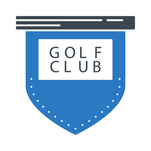 高尔夫俱乐部板标签平图标隔离白色背景矢量插图