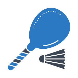 羽毛球拍与羽毛球平面图标隔离白色背景矢量插图