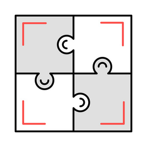 拼图游戏平面图标隔离白色背景矢量插图