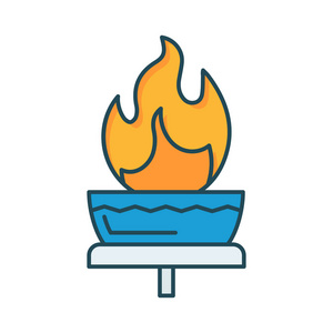 奥运圣火火炬平面图标隔离白色背景矢量插图照片