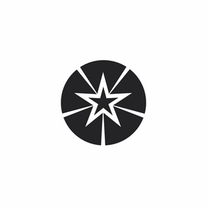 黑白星图标矢量圆形.