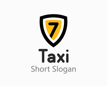 出租车标志。具有积极设计的出租车或旅游公司的矢量标志