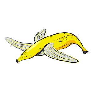 白色背景上分离的空香蕉皮. 有机废物概念. 矢量插图照片