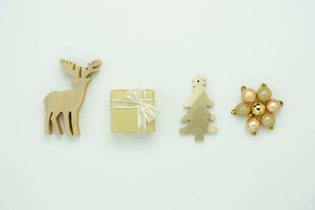  Happy new year ornaments concept.Flat lay essential difference 