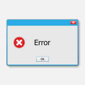 窗口操作系统警告. 白色孤立背景上的插图.照片