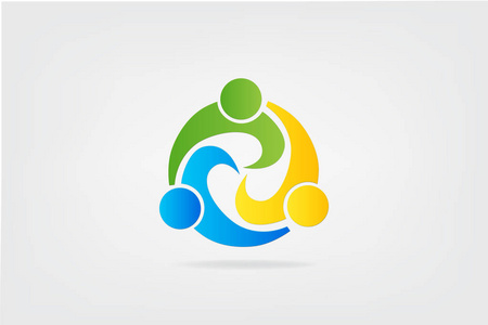 团队合作伙伴丰富多彩的人标志矢量形象 插画