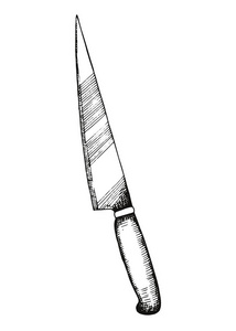 刀厨房图标矢量草图。 手绘。