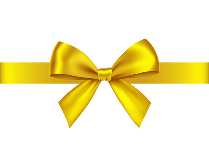 金色礼物丝带和蝴蝶结隔在白色背景上。 圣诞节新年生日黄金装饰。 横幅贺卡海报矢量逼真装饰元素。