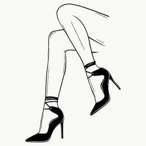 穿高跟鞋的模特.时尚插图.穿鞋的女性腿.时尚风格的时髦图片.