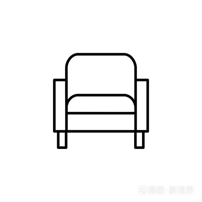 whitevectorillustrationofcomfortablearmchairlineiconof