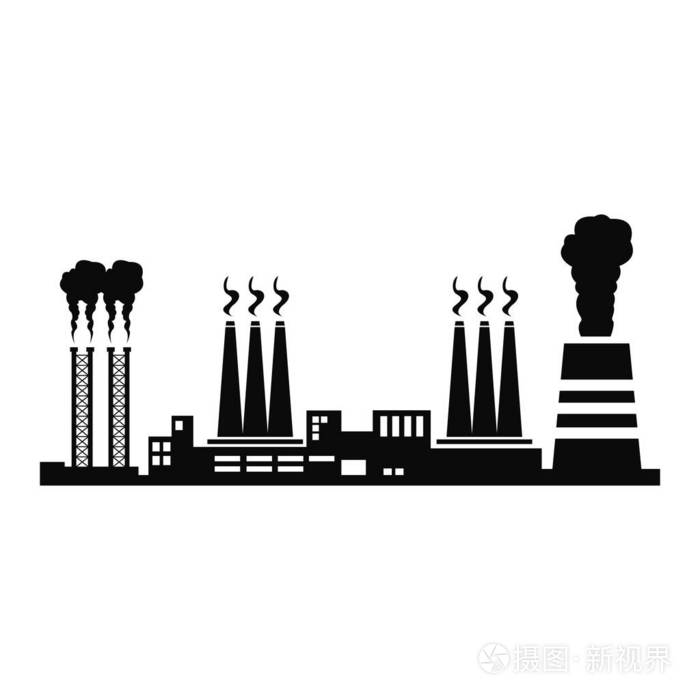 工厂烟囱和烟雾孤立的物体轮廓