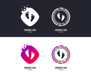 s first steps. Logo design. Colorful buttons with icons. Footpri