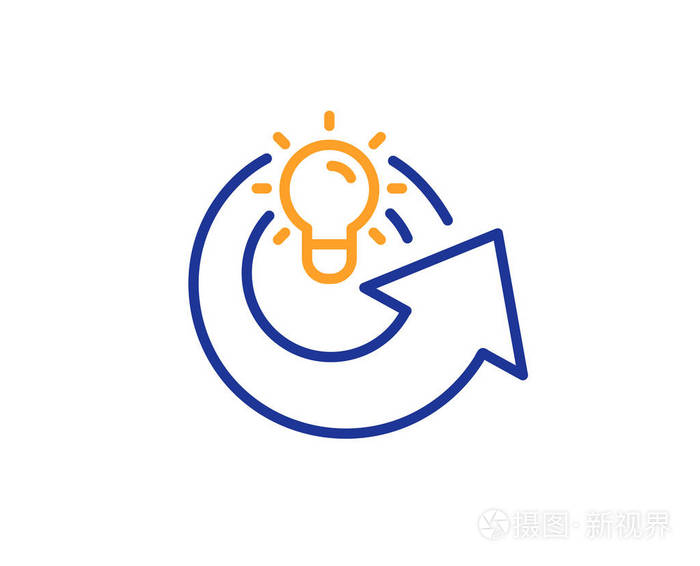 灯泡或灯标. 创造力解决方案或思维符号. 五颜六色的轮廓概念.