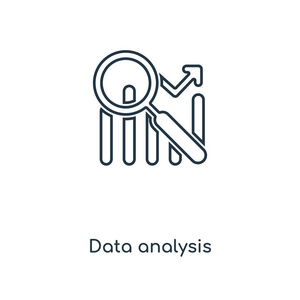 时尚设计风格的数据分析图标。 数据分析图标隔离在白色背景上。 数据分析矢量图标简单现代平面符号为网站移动标志应用程序UI。 数据