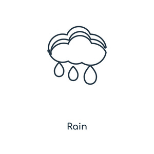 时尚设计风格的雨图标。 雨图标隔离在白色背景上。 雨矢量图标简单和现代平面符号的网站移动标志应用程序UI。 雨图标矢量插图eps