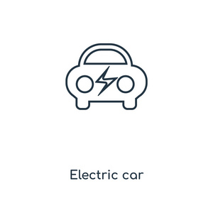 电动汽车图标在时尚的设计风格。 电动车图标隔离在白色背景上。 电动汽车矢量图标简单和现代平面符号的网站移动标志应用程序UI。 电