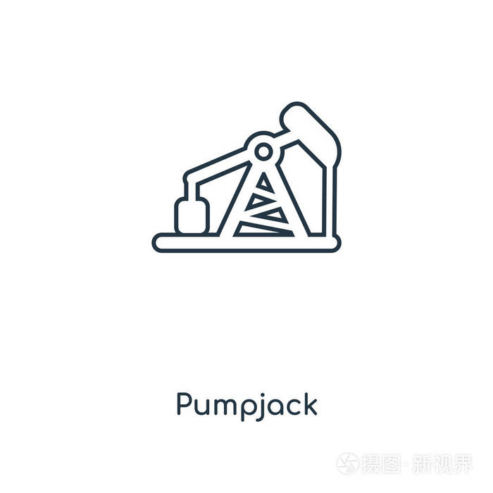 时尚设计风格的Pumpjack图标。泵夹图标隔离在白色背景上。泵杰克矢量图标简单和现代平面符号的网站，移动，标志，应用程序，UI