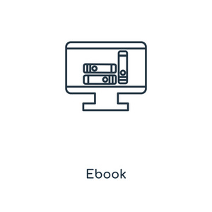 电子书图标在时尚的设计风格。电子书图标隔离在白色背景上。电子书矢量图标简单和现代平面符号的网站，移动，标志，应用程序，UI。电子