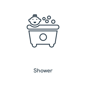 时尚设计风格的淋浴图标。淋浴图标隔离在白色背景上。淋浴矢量图标简单和现代平面符号的网站，移动，标志，应用程序，UI。淋浴图标矢量
