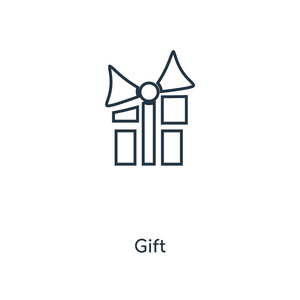 时尚设计风格的礼品图标。礼品图标隔离在白色背景上。礼品矢量图标简单和现代平面符号的网站，移动，标志，应用程序，UI。礼品图标矢量
