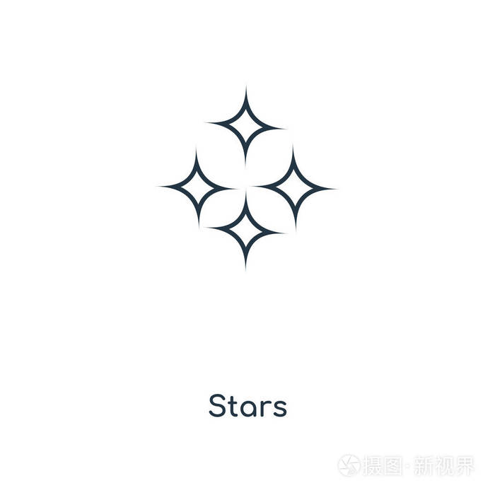 时尚设计风格的明星图标.星星图标孤立在白色背景上.明星矢量图标简单
