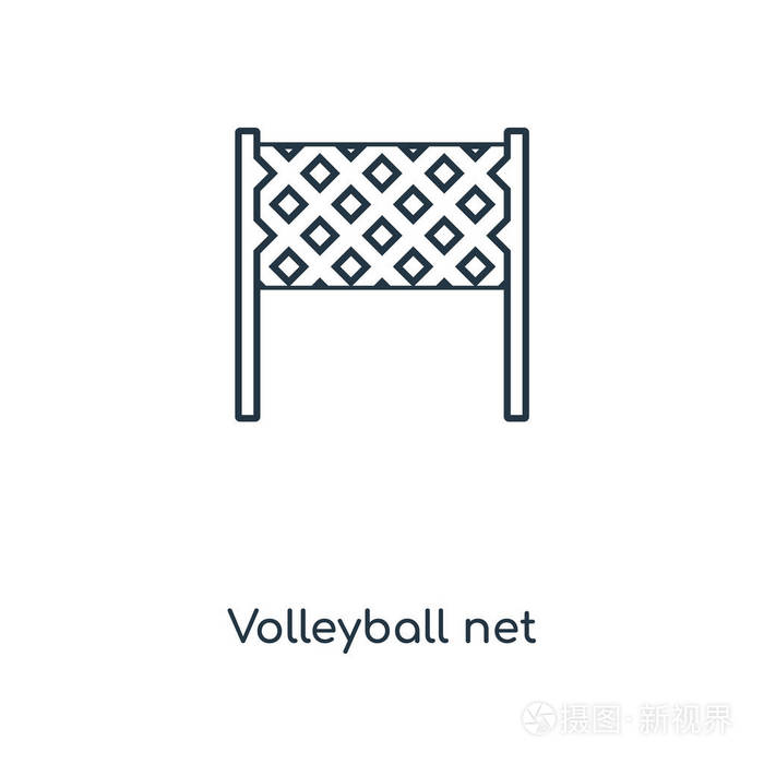排球网图标在时尚的设计风格。排球网图标隔离在白色背景上。排球网矢量图标简单现代平面符号为网站，移动，标志，应用程序，UI。排球网