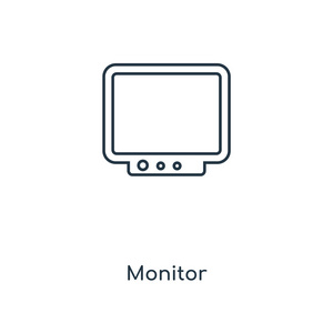 监控图标的时尚设计风格。监视器图标隔离在白色背景上。监控矢量图标简单和现代平面符号的网站，移动，标志，应用程序，UI。监视器图标