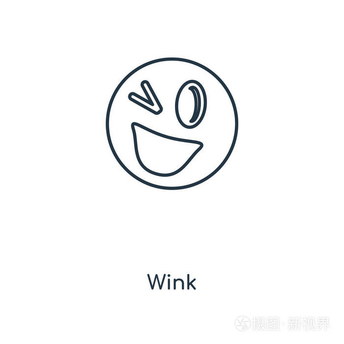 时髦设计风格的眨眼图标.在白色背景上隔离的wink图标.