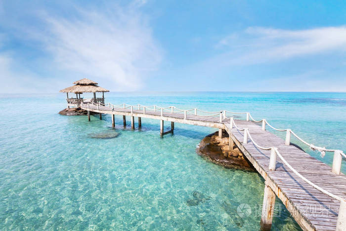 美丽的天堂海滩景观背景,热带岛屿与绿松石水