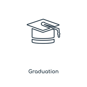 时尚设计风格的毕业图标。 毕业图标隔离在白色背景上。 毕业矢量图标简单和现代平面符号的网站移动标志应用程序UI。 毕业图标矢量插