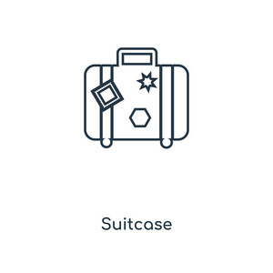 时尚设计风格的手提箱图标。 手提箱图标隔离在白色背景上。 手提箱矢量图标简单和现代平面符号的网站移动标志应用程序UI。 手提箱图