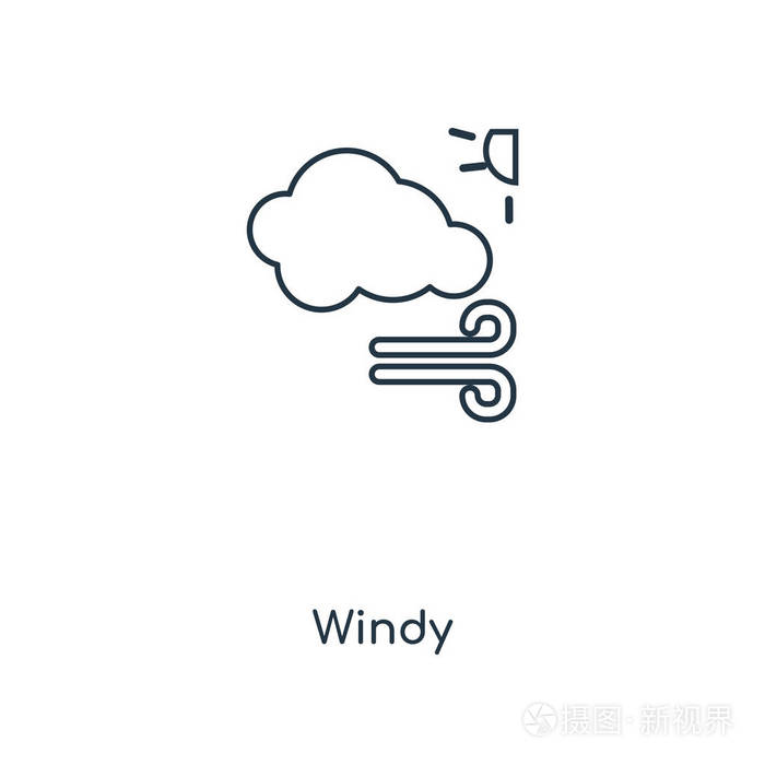 风矢量图标简单和现代平面符号的网站移动标志应用程序ui.