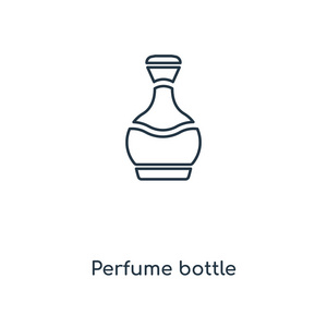 时尚设计风格的香水瓶图标。 香水瓶图标隔离在白色背景上。 香水瓶矢量图标简单和现代平面符号的网站移动标志应用程序UI。 香水瓶图