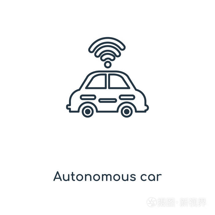 时尚设计风格的自动驾驶汽车图标自动汽车图标隔离在白色背景上自动
