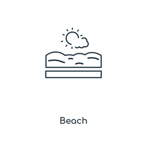 海滩图标在时尚的设计风格。 海滩图标孤立在白色背景上。 海滩矢量图标简单和现代平面符号的网站移动标志应用程序UI。 海滩图标矢量