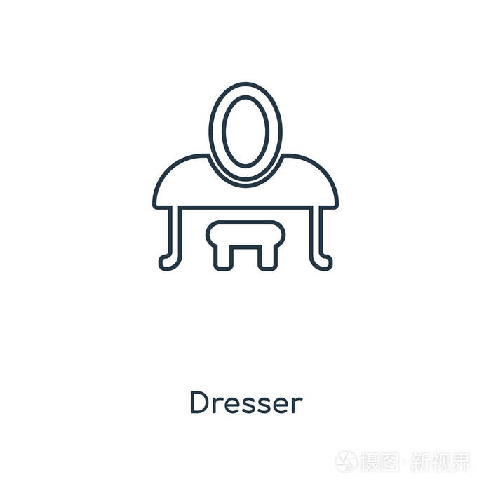 梳妆台图标在时尚的设计风格梳妆台图标隔离在白色背景上梳妆台矢量