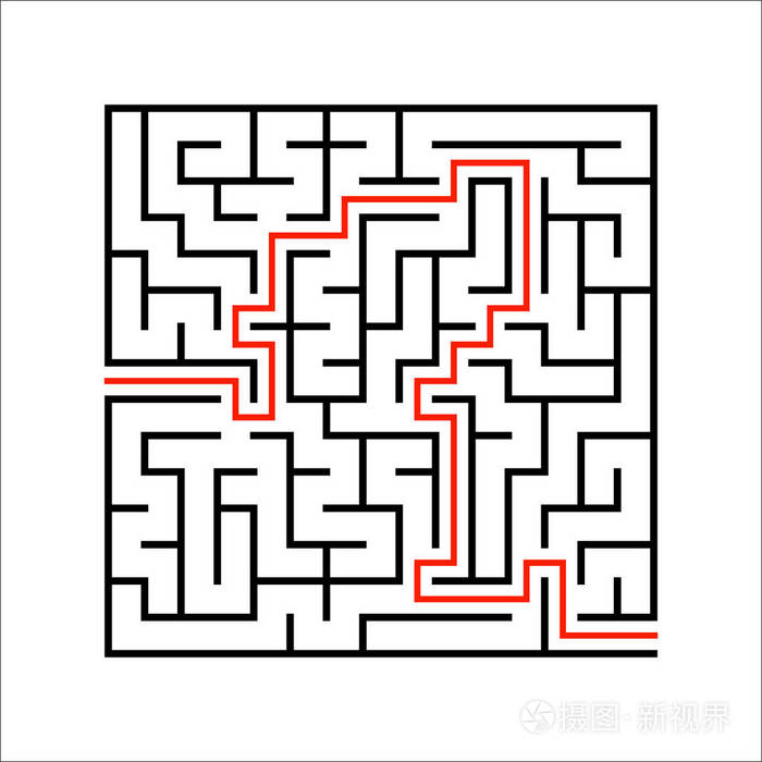 一个入口一个出口. 迷宫难题. 简单的平面矢量插图隔离在白色背景上.